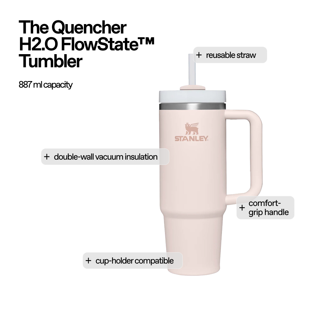 The Quencher H2.O FlowState™ Tumbler | 887 ML | ROSE QUARTZ 2.0
