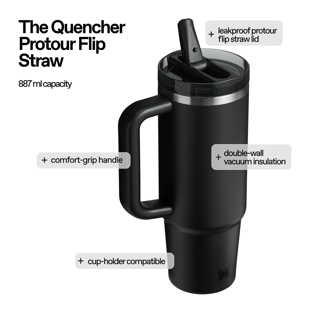 The Quencher Protour Flip Straw | 887 ML | BLACK 2.0