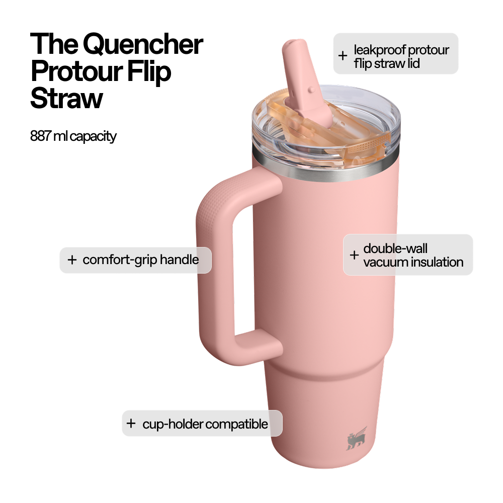 The Quencher Protour Flip Straw | 887 ML | PEACH ROSE