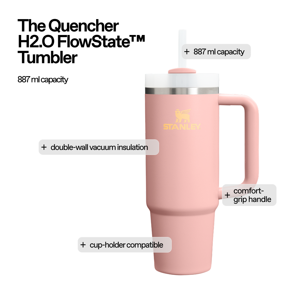 The Quencher H2.O FlowState™ Tumbler | 887 ML | PEACH ROSE