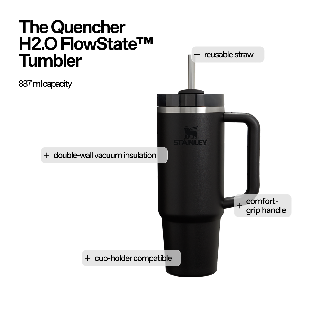 The Quencher H2.O FlowState™ Tumbler | 887 ML | BLACK 2.0